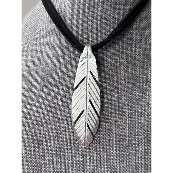 Upcycled Silverware Feather Pendant Necklace: Handmade Bohemian Flatware Jewelry - Picture 3 of 6